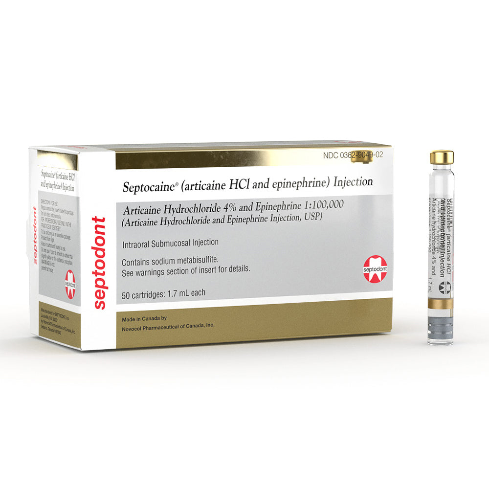 Septodont A1400 Septocaine Articaine HCl 4% w/Epi 1:100K 50/Box Septodont A1400 Septocaine Articaine HCl 4% w/Epi 1:100K 50/Box